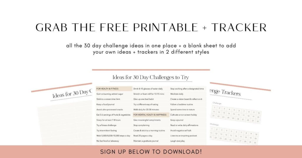 100 achievable 30 Day Challenge Ideas for Self Improvement